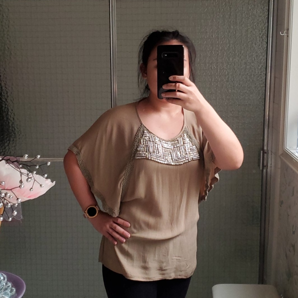 Laid back Brown Sequined Top